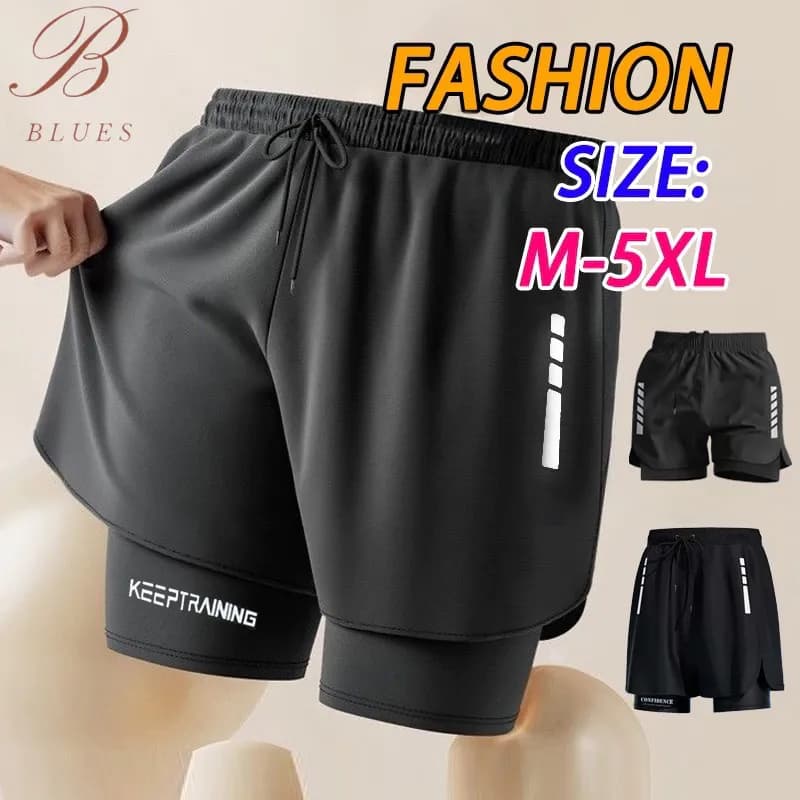 B BLUES M-5XL กางเกงกีฬาขาสั้น ไซส์ใหญ่ แบบแห้งเร็ว ระบายอาก ความยืดหยุ่นสูง เหมาะกับใส่ออกกําลังกาย วิ่ง สําหรับผู้ชาย